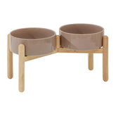 Havniva ceramic raised dog bowl with stand, front view, easier feeding for large dogs.