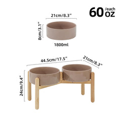 Havniva double bowls with stand—stable wooden base reduces sliding during meals.