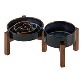 Havniva ceramic slow feeder bowl with ridges for slower eating.