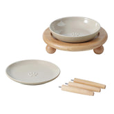 Havniva raised ceramic cat dishes front view for whisker-friendly eating