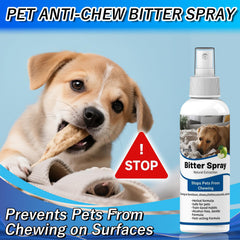 Hazovo Bitter Apple Spray applied to a sofa deterring chewing