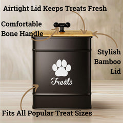 HB Design Co dog treat container airtight bamboo lid seals freshness.