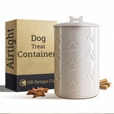 HB Design Co dog treat container with airtight lid keeps treats fresh and easily accessible