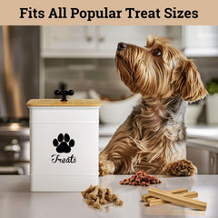 HB Design Co dog treat container side view with bone handle for easy access