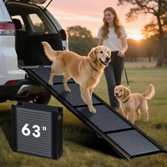 HBTower 63in dog ramp long view shows gradual incline for easier car entry.