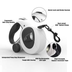 HCY&WLD Upgrade 4-in-1 leash with LED light for night visibility