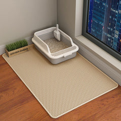HCY&WLD cat litter mat double-structure invisible mesh captures litter reducing mess.