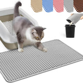 HCY&WLD cat litter mat honeycomb double layer top view captures litter efficiently.