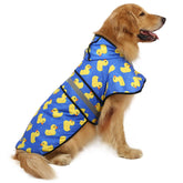 HDE dog raincoat hooded jacket front view showing reflective safety for night walks
