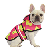 HDE dog raincoat hooded pink ducks protects your pet during drizzly walks.