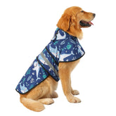HDE dog raincoat sharks xl front view with reflective trim for night visibility.