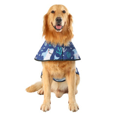 HDE dog raincoat sharks xl side profile shows adjustable belly strap for secure fit.
