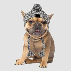 HDKUW knitted dog hat braided rope tassel secure fit