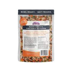 Health Extension gently cooked dog food being poured for quick serving.