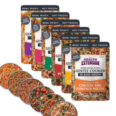 Health Extension gently cooked variety pack in a dog bowl ready for mealtime.