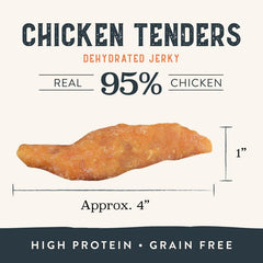 Health Extension grain-free chicken tenders bag open, convenient dog treat