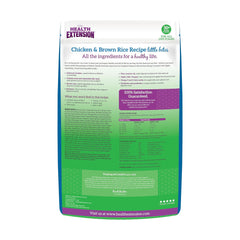 Health Extension Little Bites bag back lists ingredients and feeding guidelines.