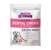 Health Extension Probiotic Dental Bones package with 14 small bones for dental care.
