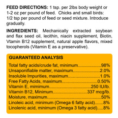 Healthy Coat Kickin Chicken Feed Supplement eggs on nest hinting at omega-rich yolk possibilities