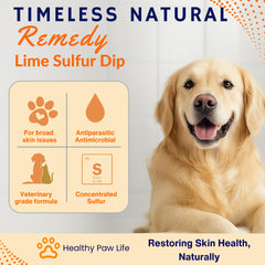 Healthy Paw Life lime sulfur dip used for dog application to address itchy skin
