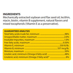 Healthy Coat supplement pour into bowl, showcasing bacon flavor for effortless daily feeding