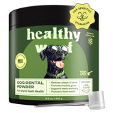 Healthy Woof dog dental powder dispense for easy daily use and fresher breath