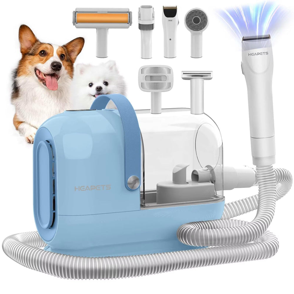 HEAPETS dog grooming vacuum kit with 3L dust cup for longer grooming sessions.