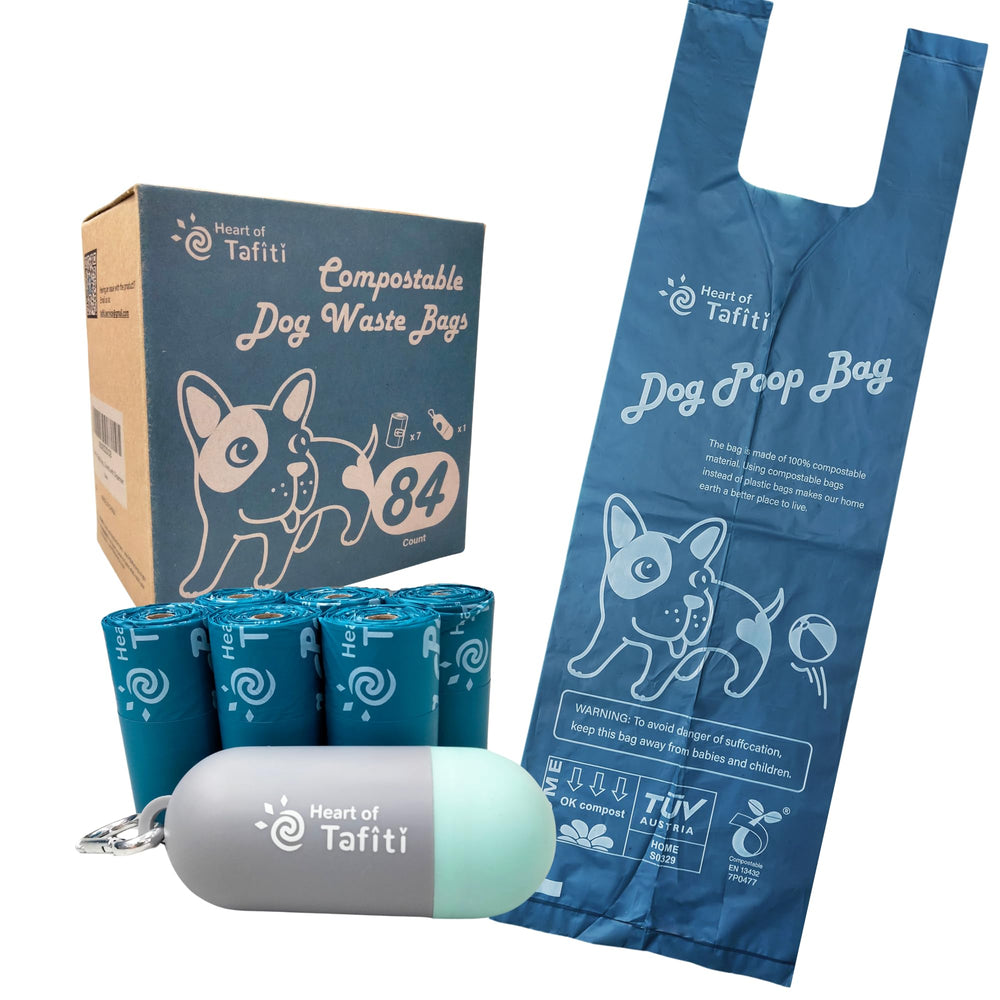 Heart of Tafiti home compostable bags with holder for easy cleanup on walks.