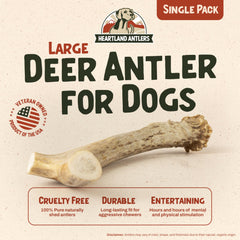 Heartland Antlers grade-A split deer antler for dogs supports teeth health during extended chews.