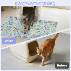 Hedgeink Washable Cat Litter Mat non-slip bottom keeps the litter box steady.