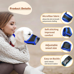 HEELE Dog Muzzle blue breathable air mesh keeps dogs cool.