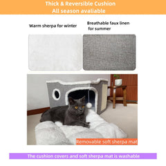 Heerduos cat bed soft sherpa mat adds warmth and comfort.