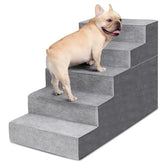 Heeyoo Dog Stairs 5-step assembly shows sturdy structure for safe climbing for small dogs.