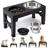 Heeyoo elevated dog bowls stand showing adjustable height for comfortable feeding