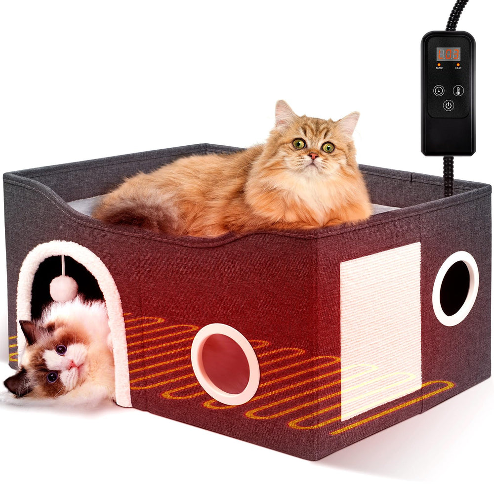 Heeyoo indoor heated cat house full setup — cozy lounge for chilly days