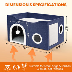 Heeyoo Indoor Heated Cat House spacious cave ideal for big cats or multiple felines