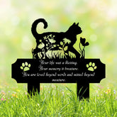 HEGANITS cat grave marker silhouette-meadow provides a peaceful outdoor memorial.