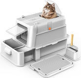 HEGGCOOE enclosed litter box front view shows durable steel for easy cleaning and long-term use