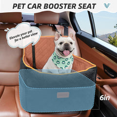 HEGGCOOE memory foam dog booster cushion provides soft stability over bumps.