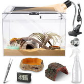 HELIME terrarium front view with crystal-clear 360° visibility for easy reptile observation.