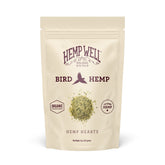 Hemp Well Organic Hemp Hearts for Birds packaging on shelf ensures freshness
