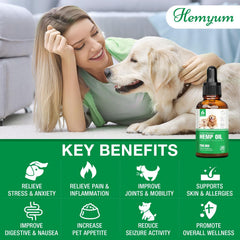 Hemyum Hemp Oil precision dropper highlights easy dosing for dogs and cats.