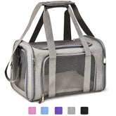 Henkelion cat carrier side view showing balanced carry option and mesh panels