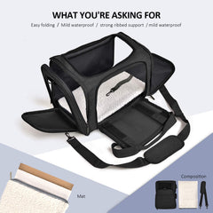Henkelion carrier mesh panels show pet while promoting airflow on trips.