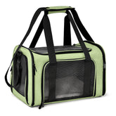 Henkelion pet carrier airline-approved green for safe air travel with small pets.