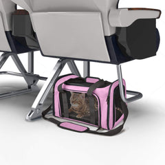 Henkelion Pet Carrier padded-shoulder-strap adds hands-free carrying comfort.
