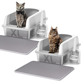 Henkelion stainless steel cat litter box with lid keeps paws clean and odors contained.