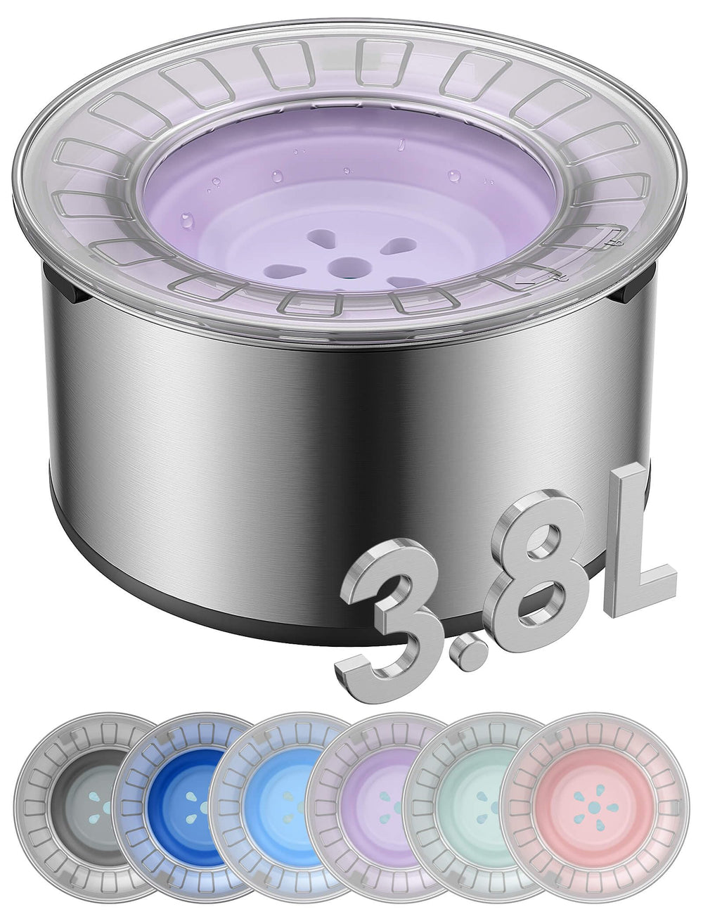 Heouvo 1Gallon dog water bowl with spill-proof lid reduces mess.
