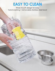 Heouvo 2.5-gallon dispenser gravity refills steadily for multi-pet homes.