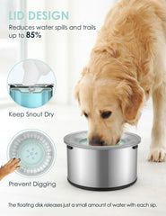 Heouvo water bowl in car use shows anti-splash design for travel.